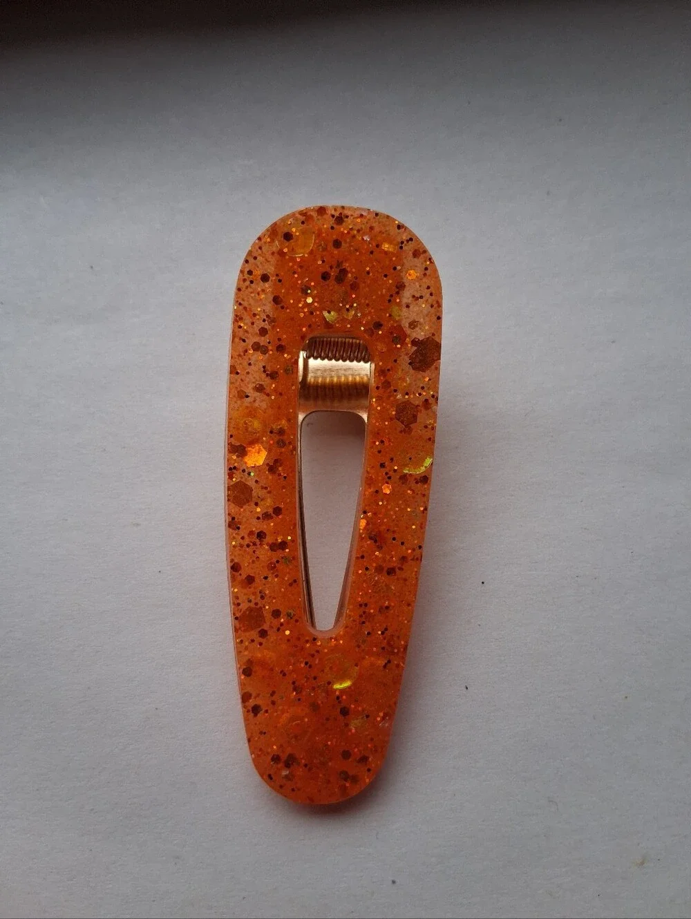 5/$25 Hand Crafted Orange Glitter Resin Hair Clip
